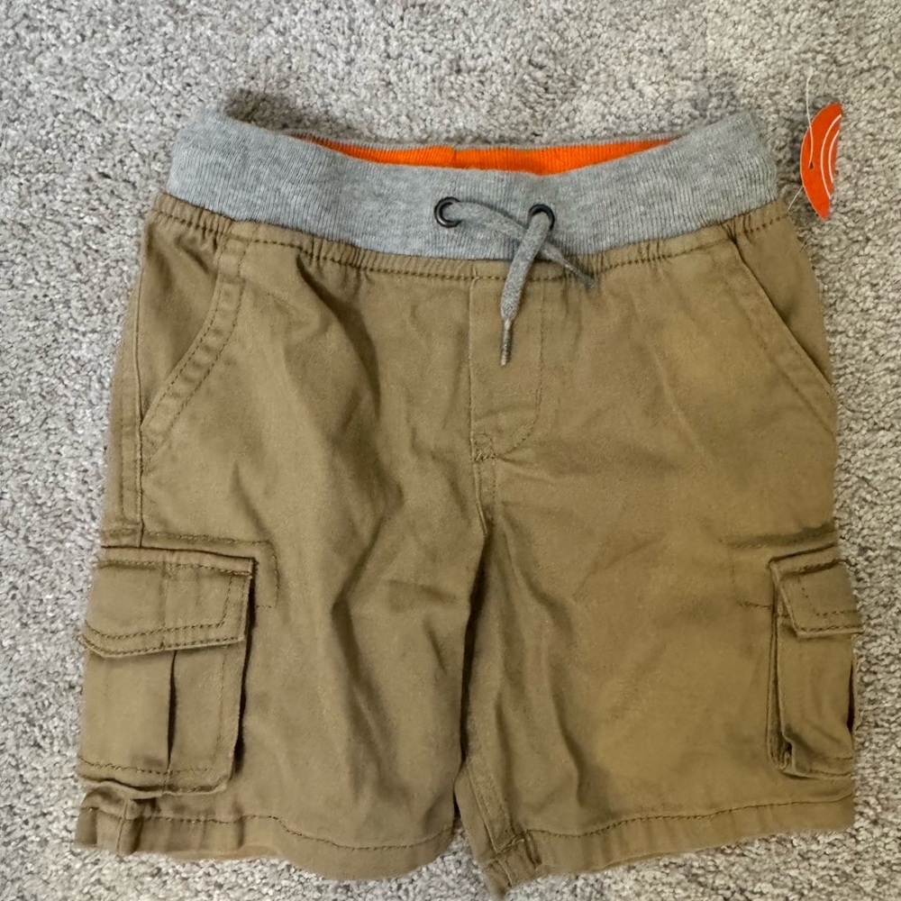 Wonder Nation Boys Cargo Shorts Khaki Gray XS 4-5 NWT